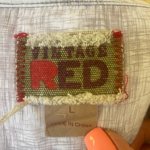 Vintage Red Short Sleeve Men's‎ Shirt Beige/Brown/Tan Size Large - Picture 3 of 6